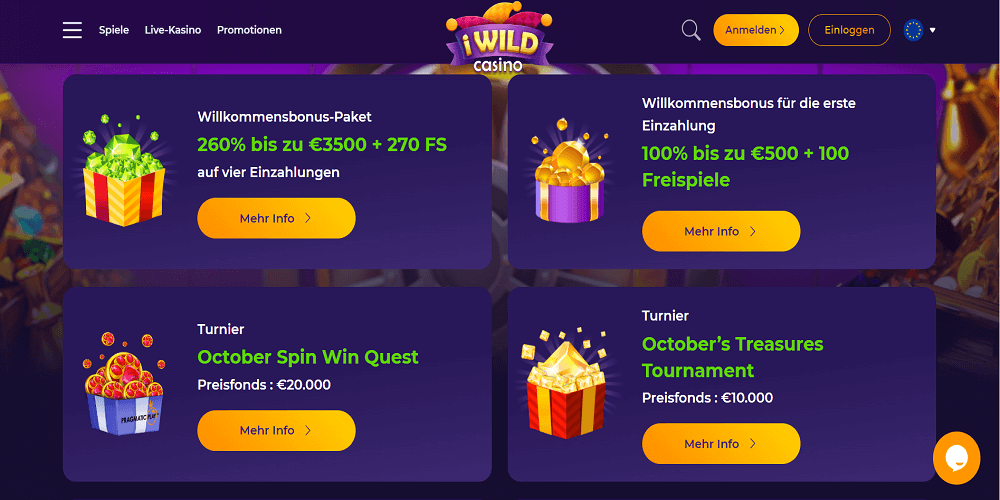 iWild Casino Aktionen